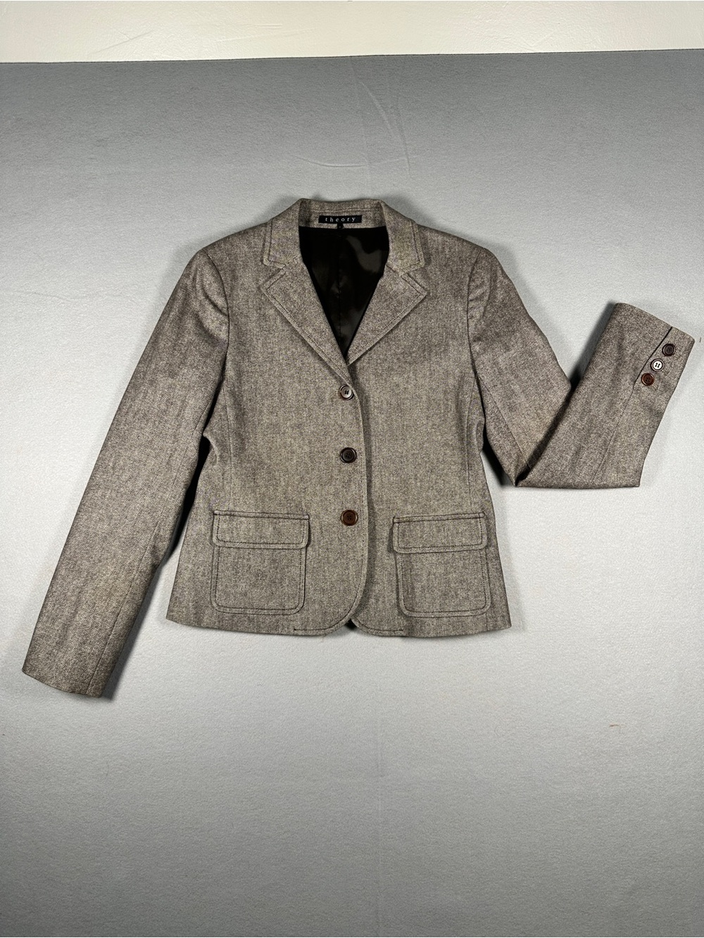 Theory Made in USA Cotton Stretch Blazer Jacket Pockets Size 8 EUC